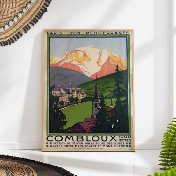 Combloux Vintage Travel Poster French Alps Wall Art Retro Mountain Landscape Print