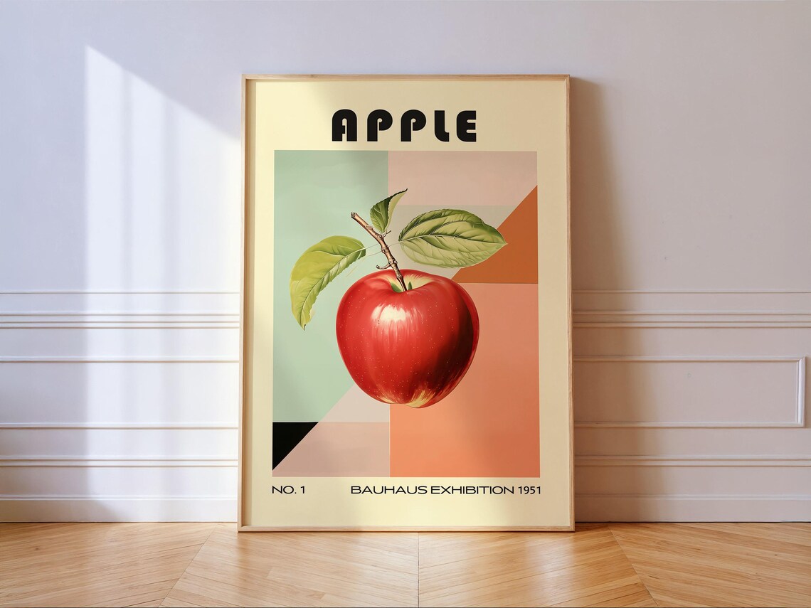Apple Bauhaus Exhibition 1951 No 1 Vintage Red Fruit Kitchen Wall Print