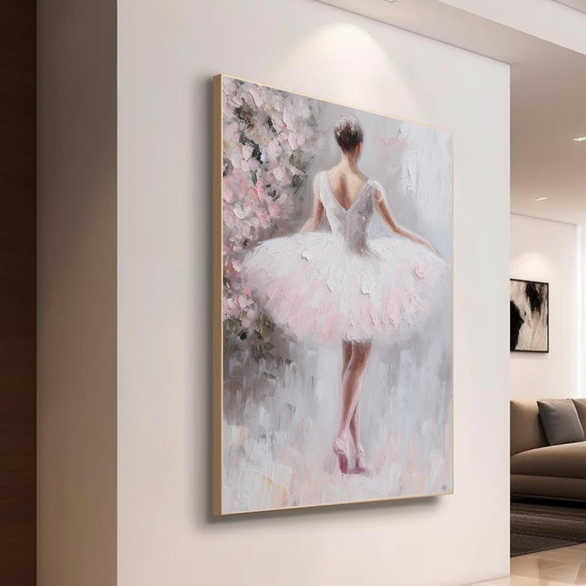 Large Ballerina Girl Oil Painting Dancer Oil Painting On Hand Drawn Ballerina Portrait Oil Painting Home Bedroom Ballerina Art - Image 4