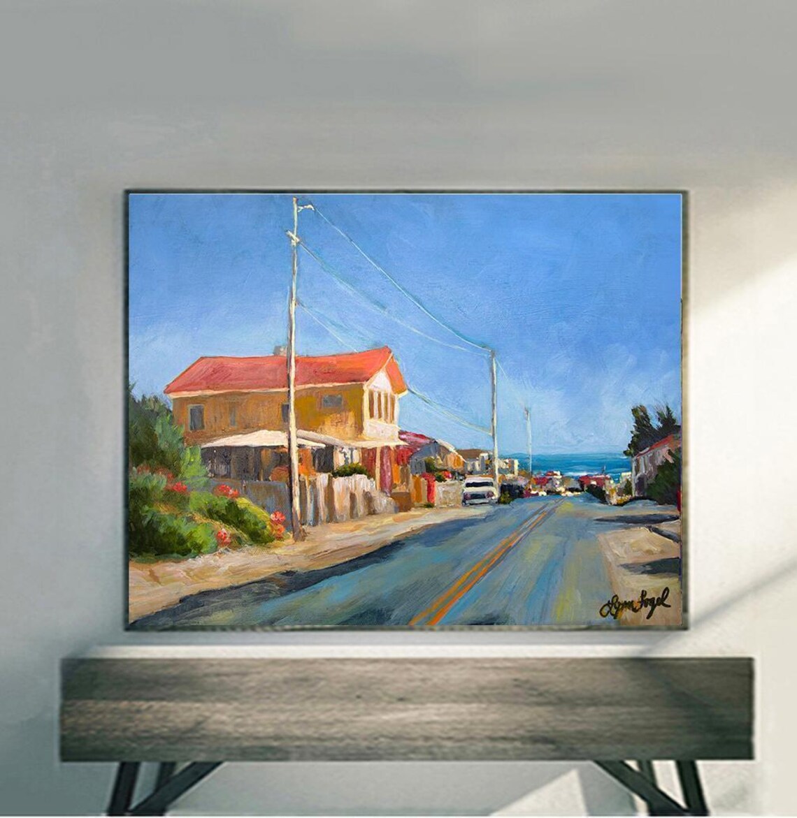 San Clemente Neighborhood Street Red Roofs Ocean View Poster
