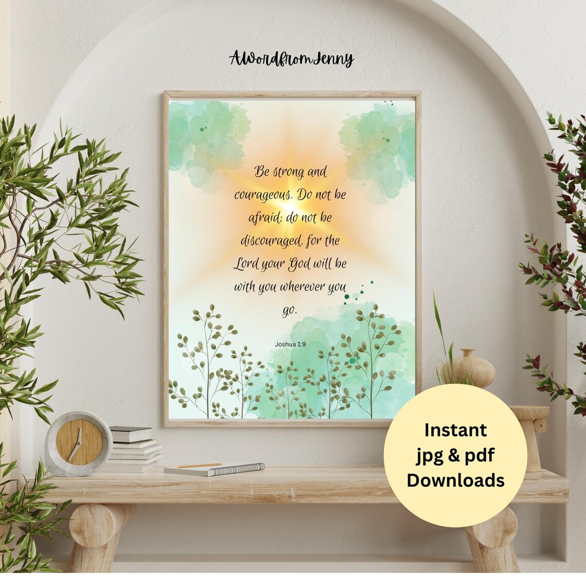 Joshua 19 Be Strong And Courageous Art Print - Image 2