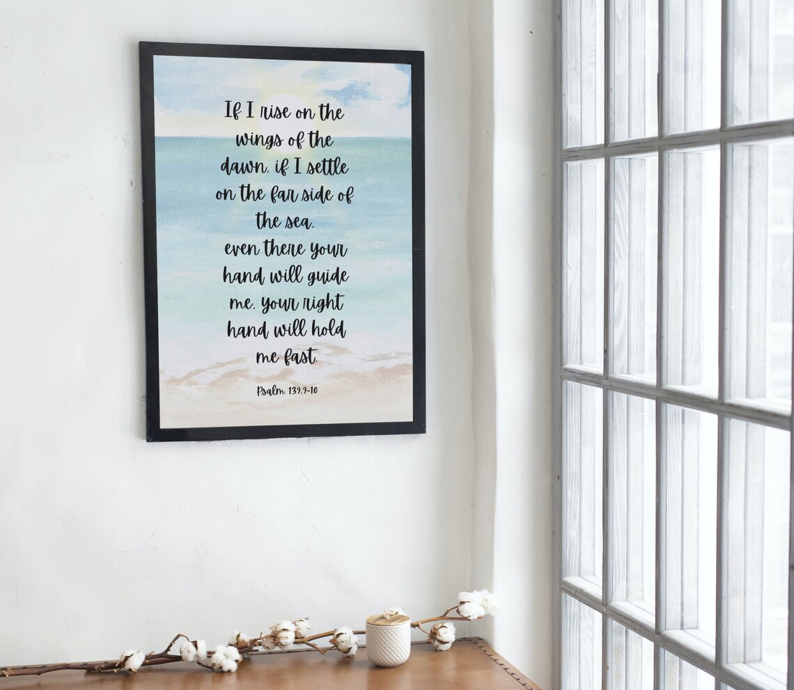 Wings of the Dawn Psalm 139 Ocean Waves Watercolor Scripture Poster - Image 3