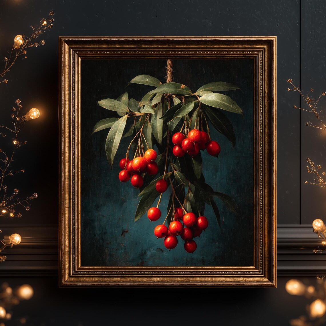 Christmas Mistletoe Vintage Holiday Art Print