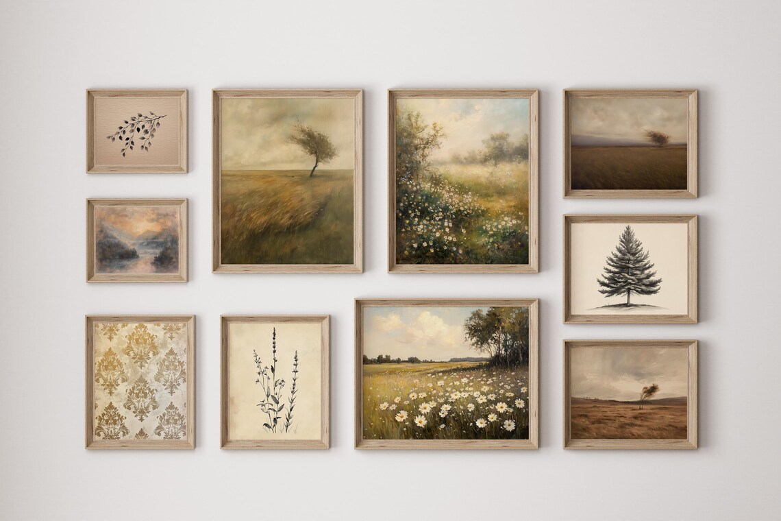 Rustic Farmhouse Landscape Art Prints Bundle Of 10 Vintage Autumn Decor Set