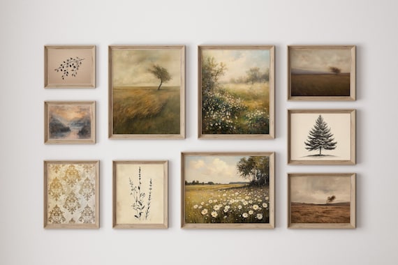 Rustic Farmhouse Landscape Art Prints Bundle Of 10 Vintage Autumn Decor Set