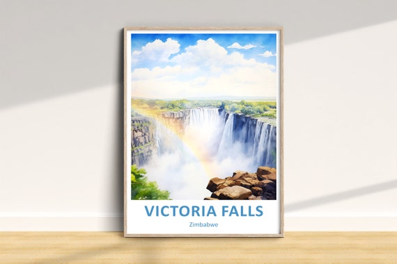 Victoria Falls Travel Print Poster Wall Art Zimbabwe Home Decor Gift