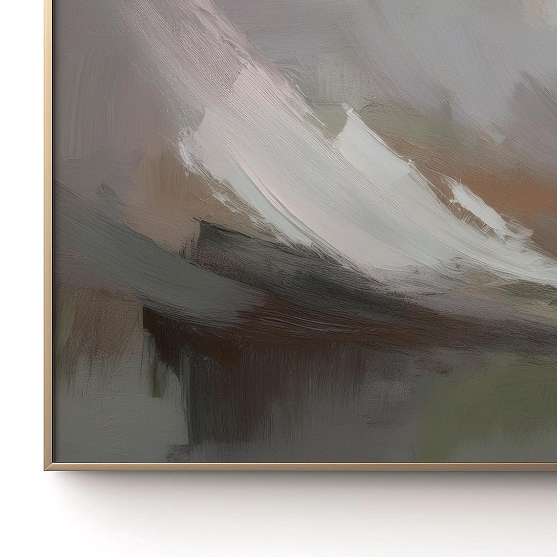 Neutral Abstract Painting Taupe Gray Brushstroke Minimalist Poster - Image 3