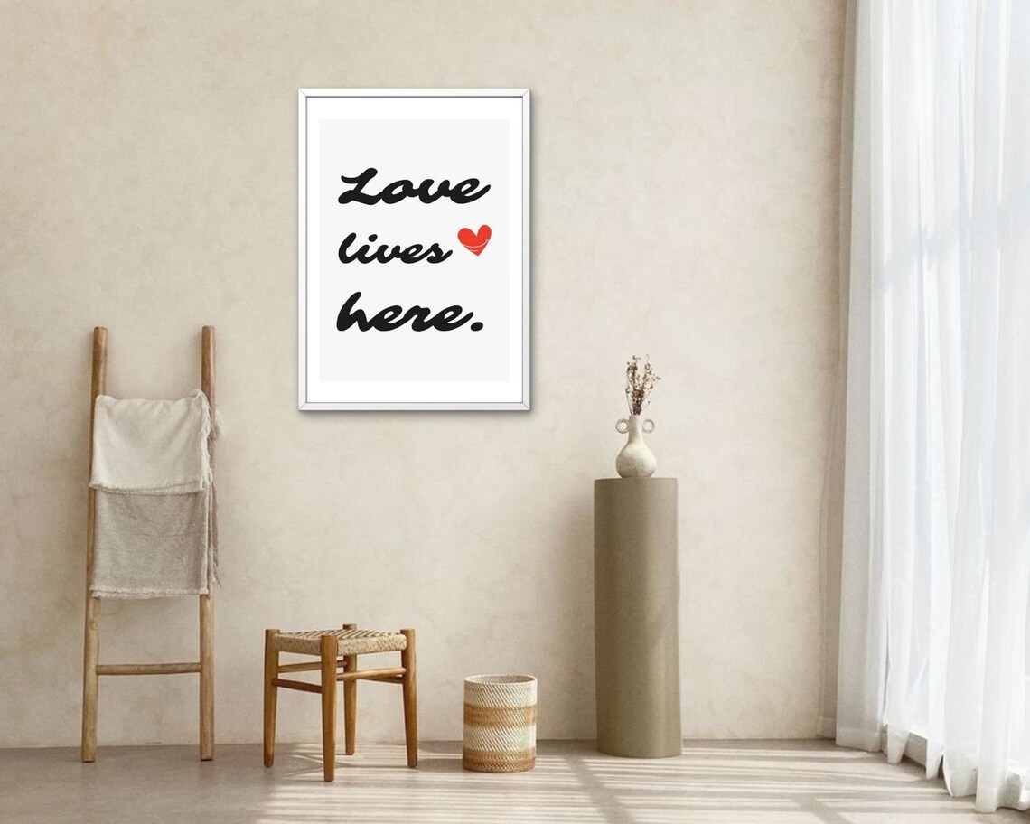 Love Lives Here Quote Script Typography Heart Warm Minimalist Poster - Image 2