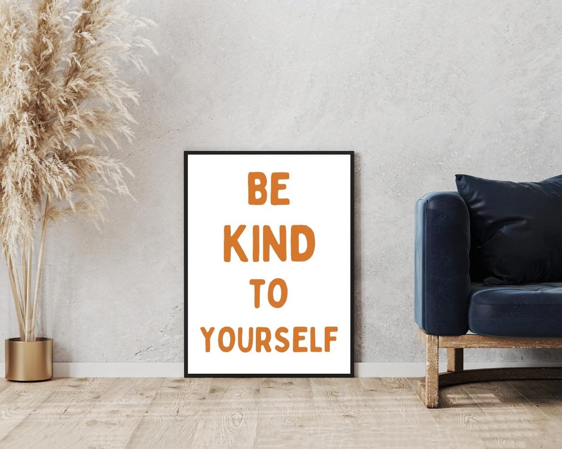Be Kind To Yourself Orange Retro Typography Self Care Poster - Image 5