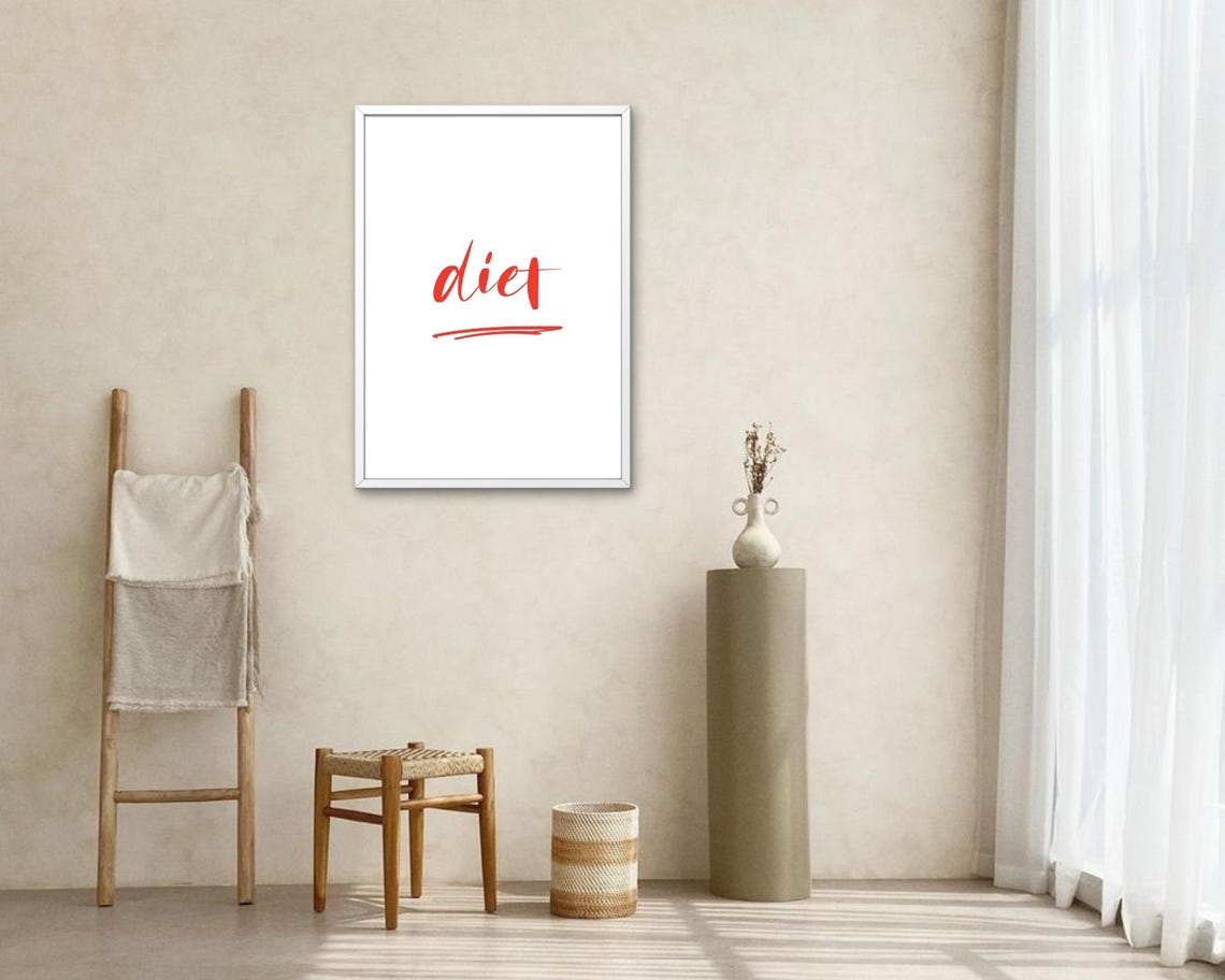 Playful Diet Red Script Minimalist Kitchen Typography Poster - Image 2
