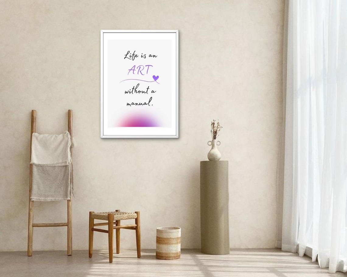 Life Is An Art Without A Manual Purple Script Minimalist Poster - Image 2