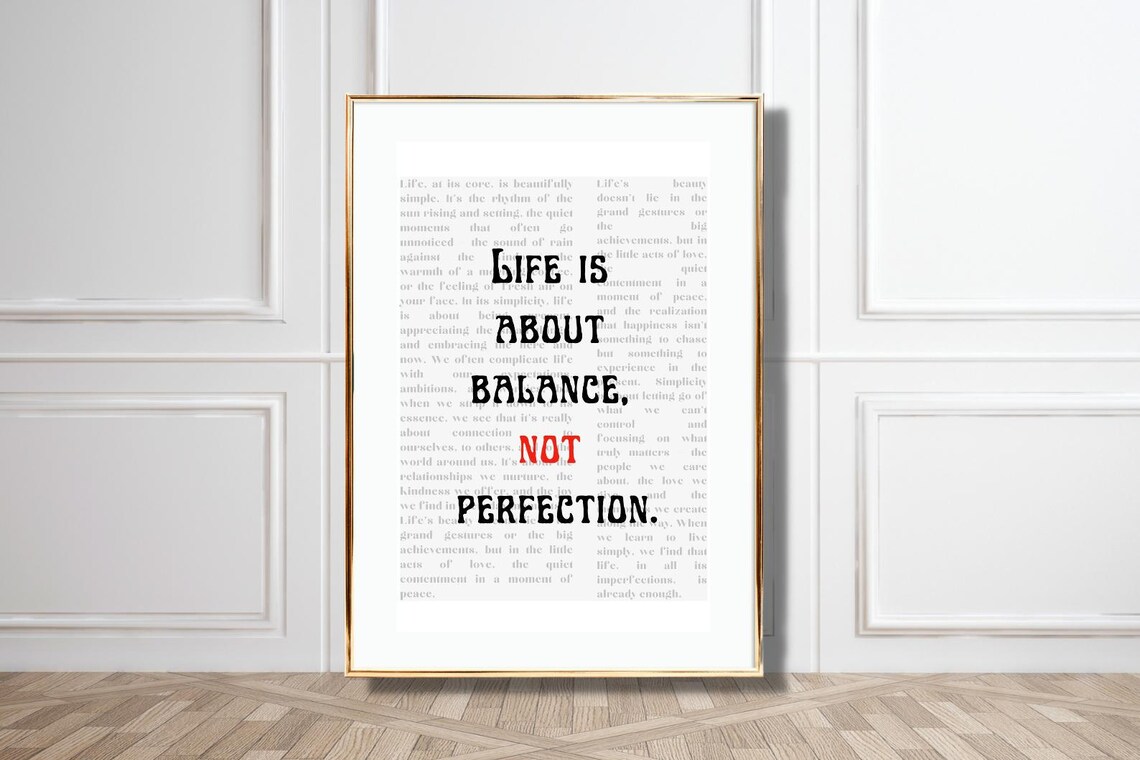 Life Is About Balance Not Perfection Quote Newspaper Vintage Poster