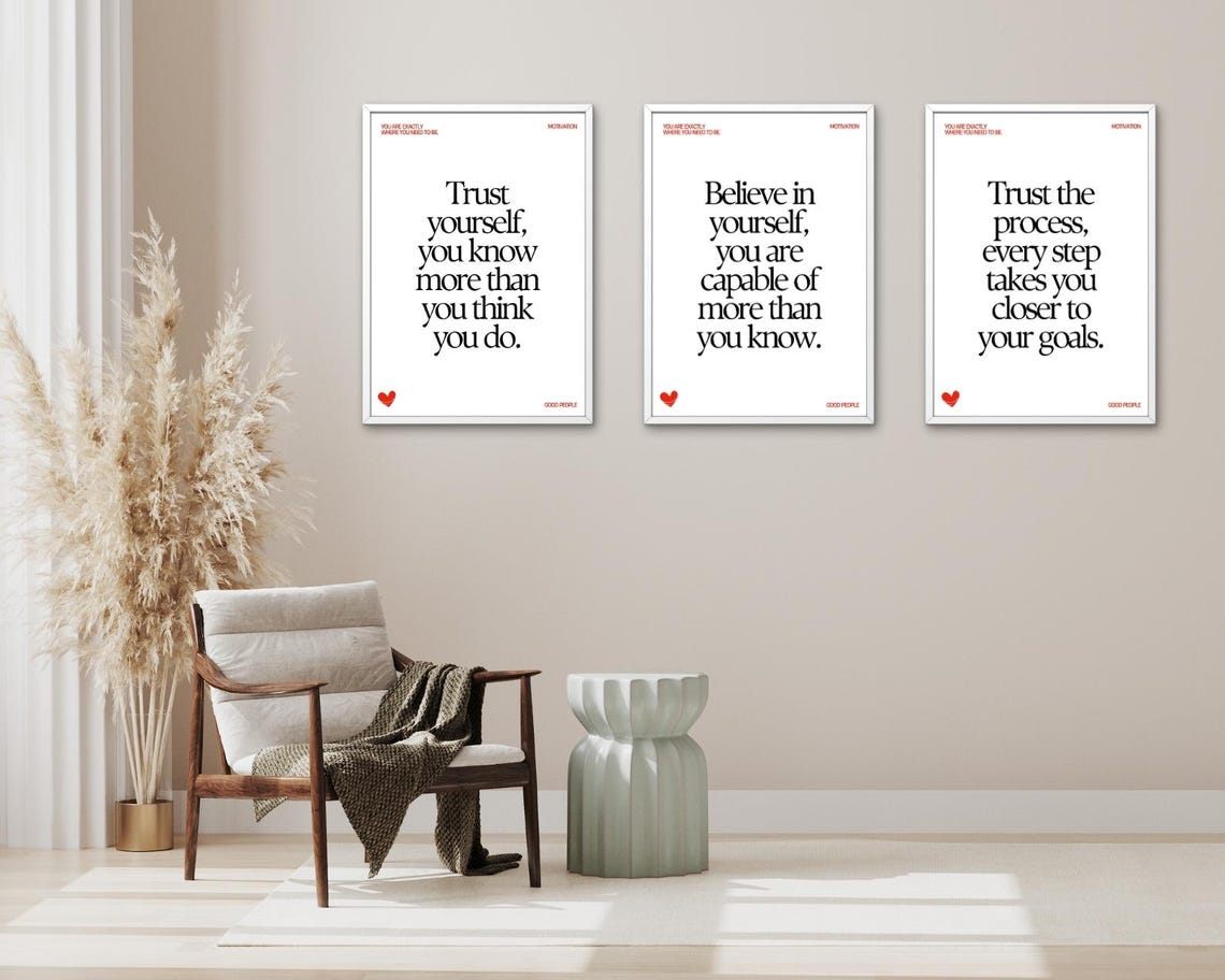 Trust Yourself You Know More Than You Think Black Typography Poster - Image 3