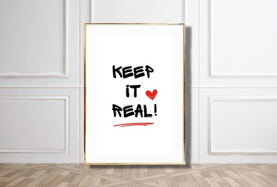 Keep It Real Wall Art Stylish Typography Poster Minimalist Poster For Office Bedroom Or Living Room Modern Design