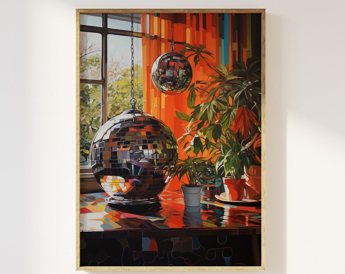 Disco Ball Mirrorball Retro 70s Style Art Print