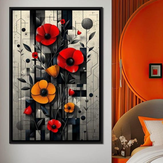Geometric Patterns In Bloom Vibrant Home Decor Modern Wall Art Colorful Floral Design Abstract Patterns By Nichecanvas