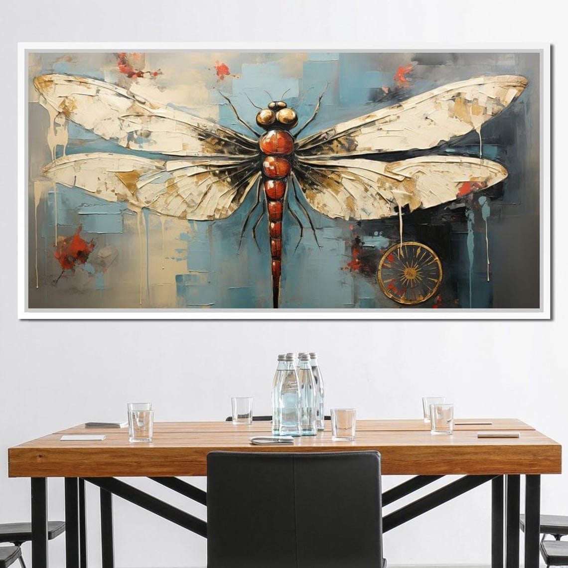Rustic Dragonfly Distressed Blue Gray Vintage Insect Wall Art Poster - Image 4