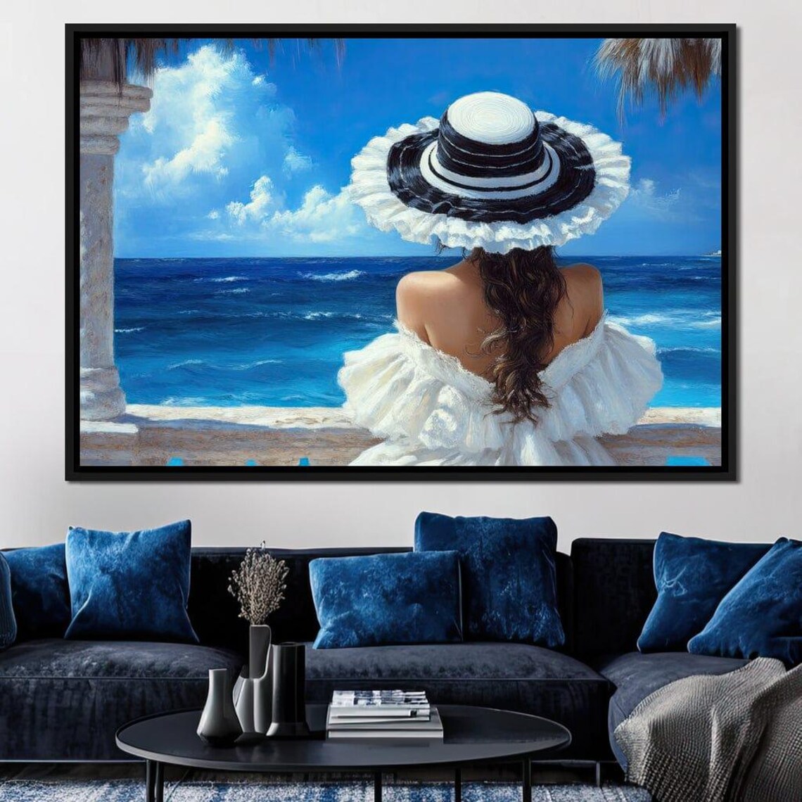 Woman In A Sun Hat Gazing At The Bright Ocean Coastline Poster - Image 4