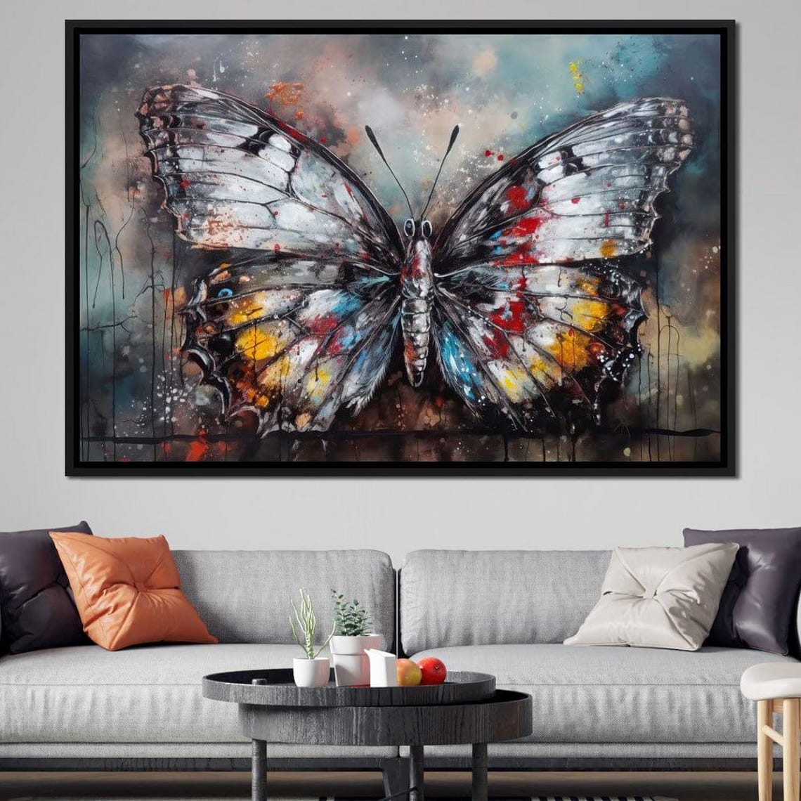 Abstract Butterfly With Splashes Of Color Grungy Graffiti Art Poster - Image 2