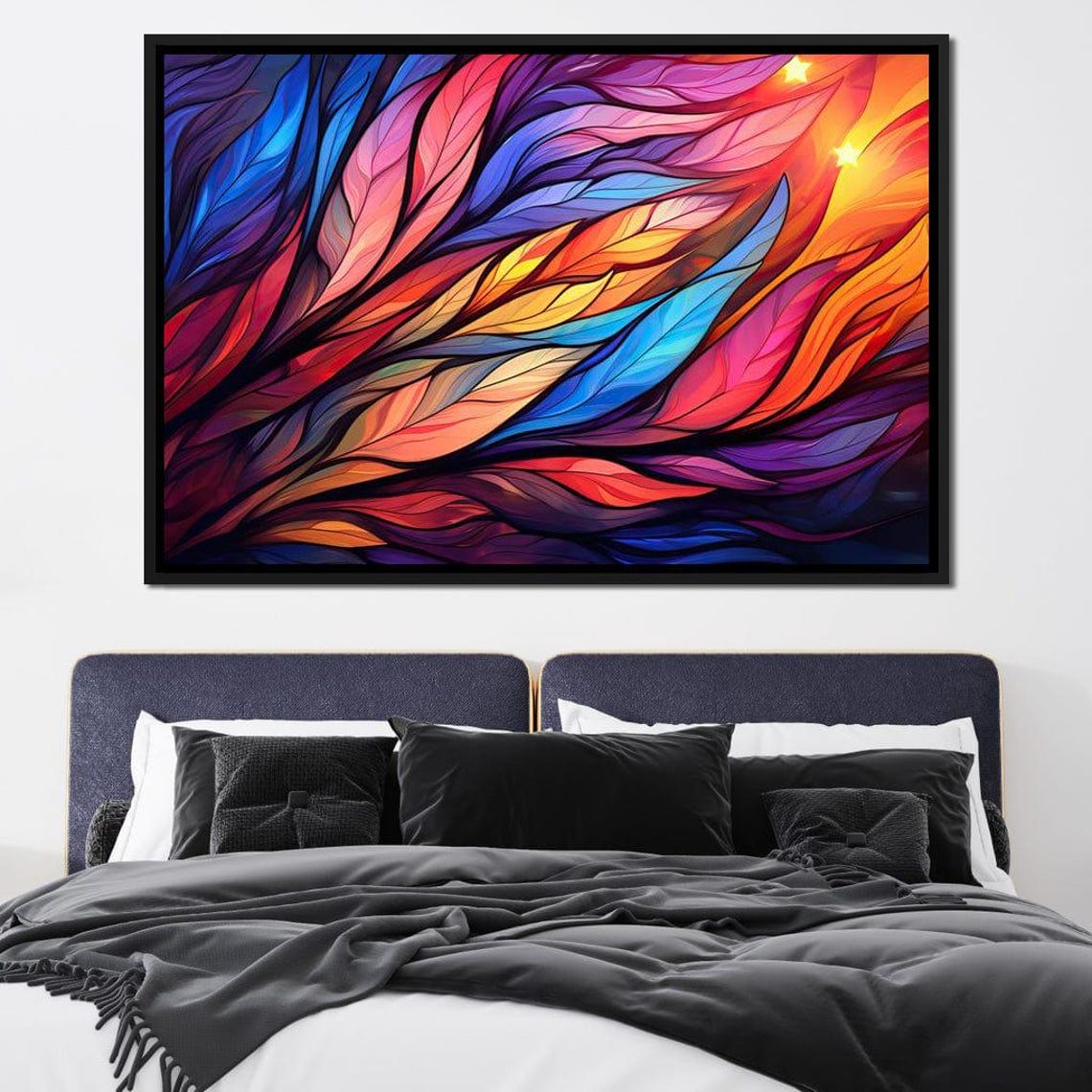 Fiery Feather Abstract Swirl Magenta Five Panel Wall Art Poster - Image 4