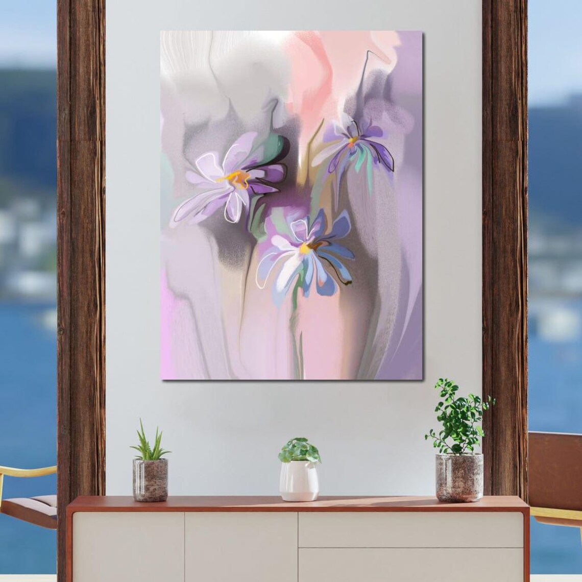Purple Daisies Abstract Watercolor Soft Botanical Floral Art Print - Image 3