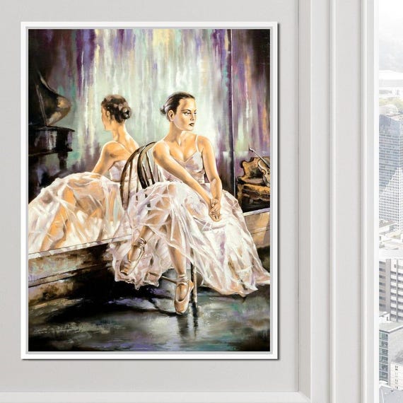 Ballet Conservatory Elegant Ballet Wall Art Dance Oil Painting Ballerina Decor Art For Dance Lovers White By Nichecanvas