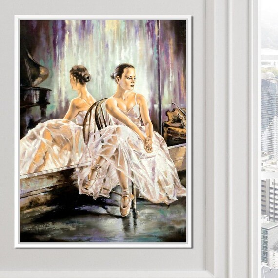 Ballet Studio Reverie Ballerina Resting By Mirror Oil Painting Poster