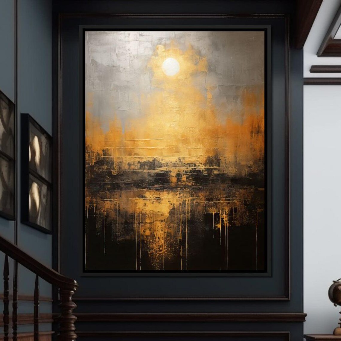 Romantic Black And Gold Abstract Art Print