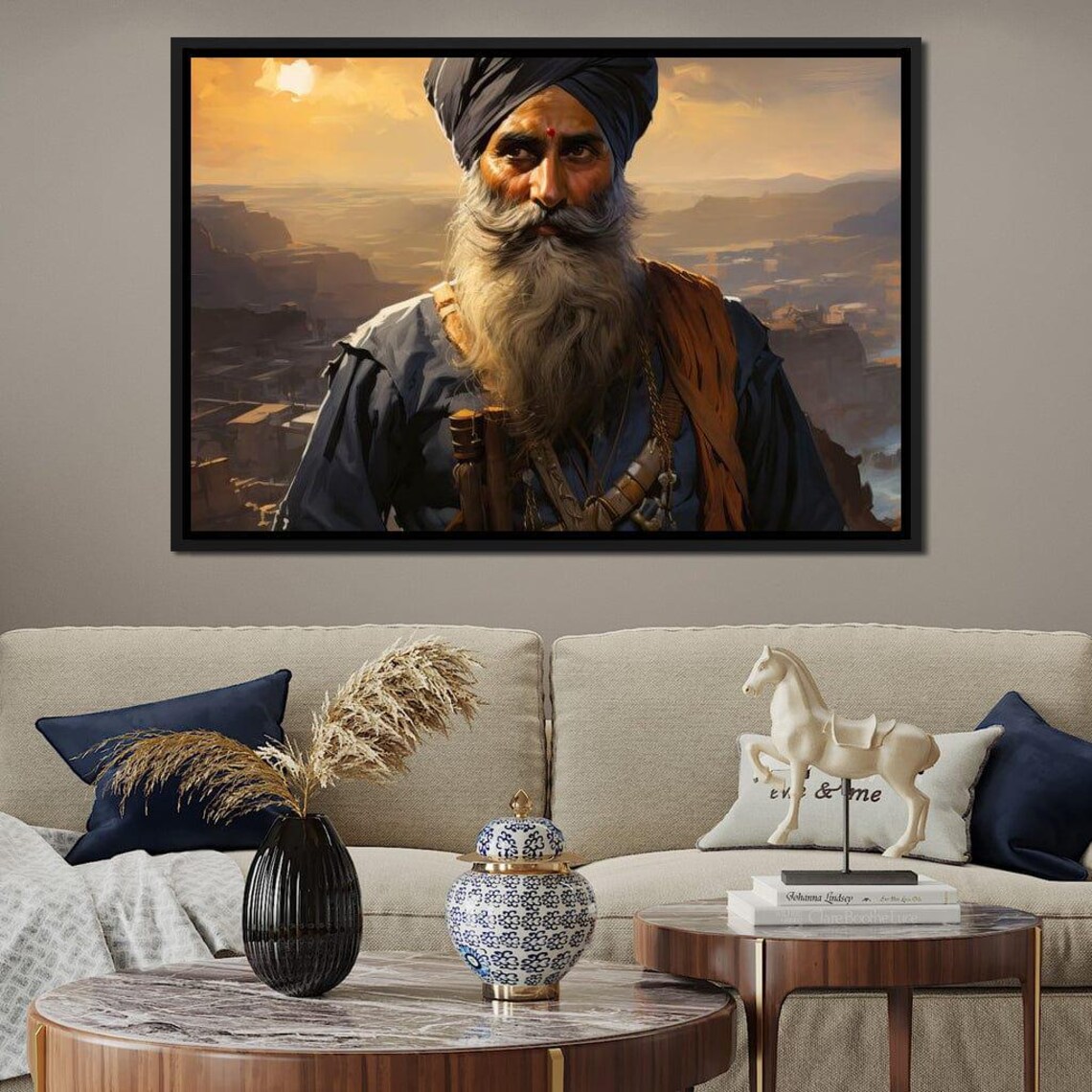 Sikh Warrior Historical Elder Turban Desert Fortress Art Poster - Image 2