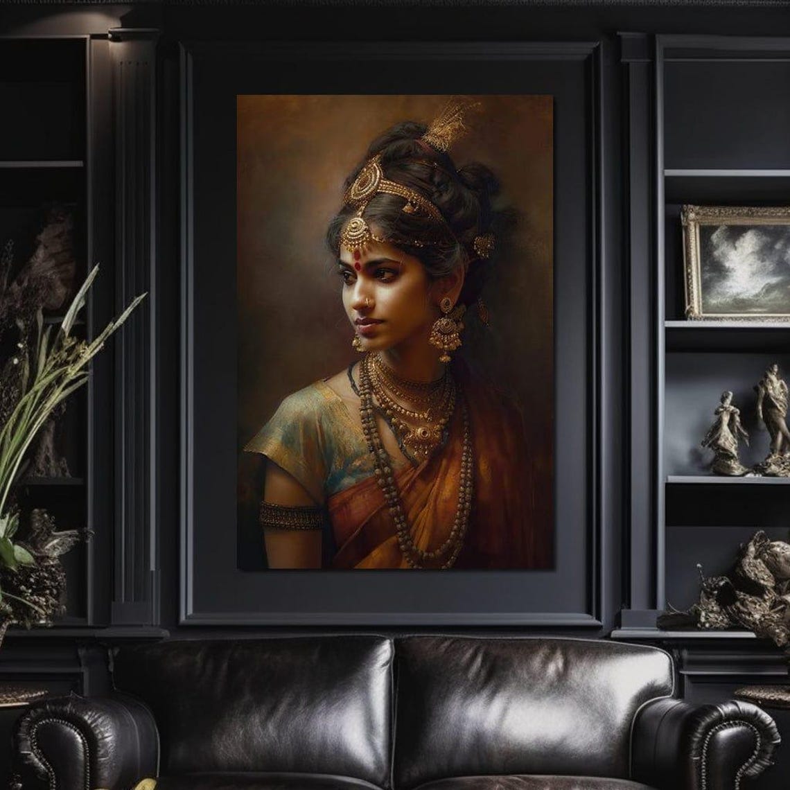 Portrait Of Radha Hindu Goddess Art Indian Cultural Home Decor Traditional Beauty Spiritual Essence Wall Art By Nichecanvas - Image 3