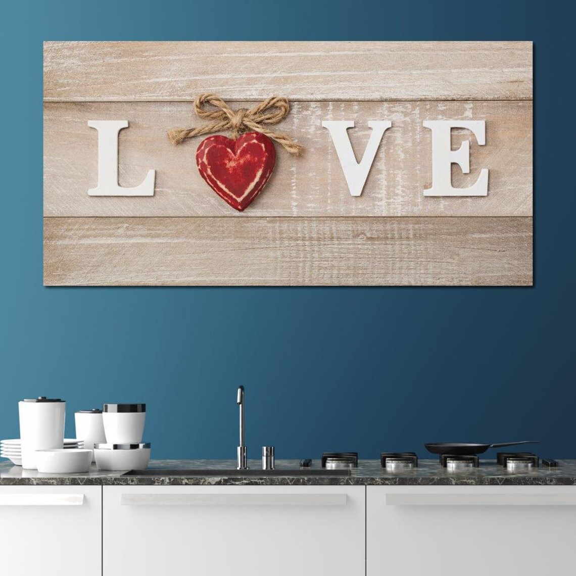 Love Is Where The Heart Is Rustic Wooden Letters Red Heart Farmhouse Poster - Image 4