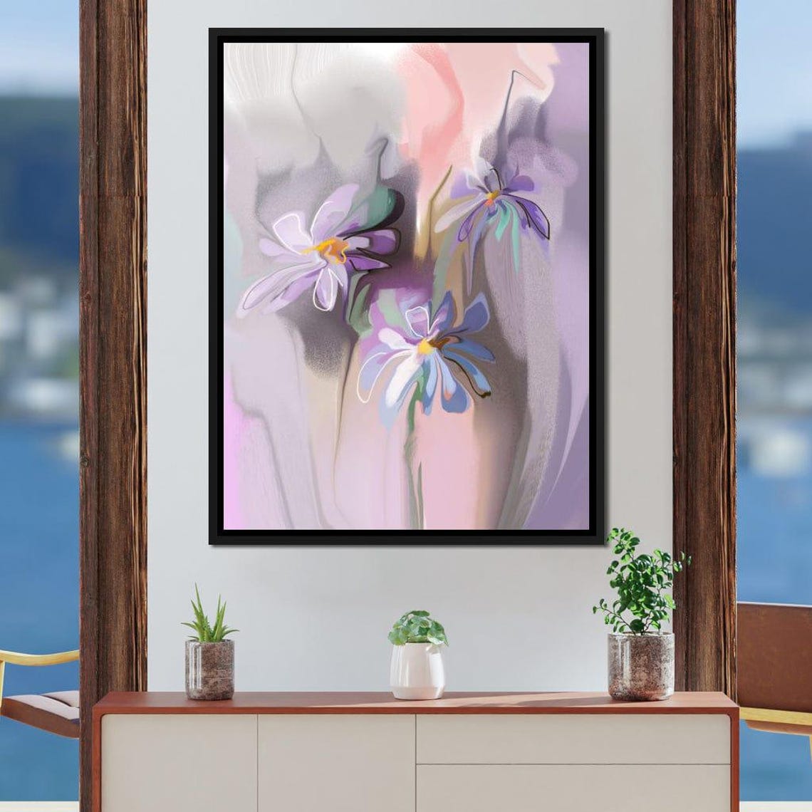 Purple Daisies Abstract Watercolor Soft Botanical Floral Art Print