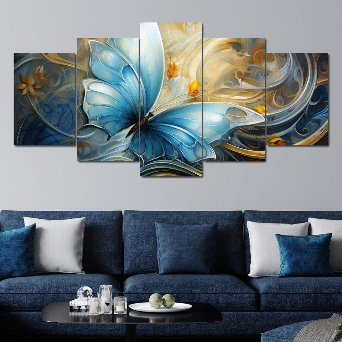 Twisted Tangle Bloom Cole Williams Modern Butterfly Floral Art Multi Panel Wall Decor Colorful Nature Inspired By Nichecanvas