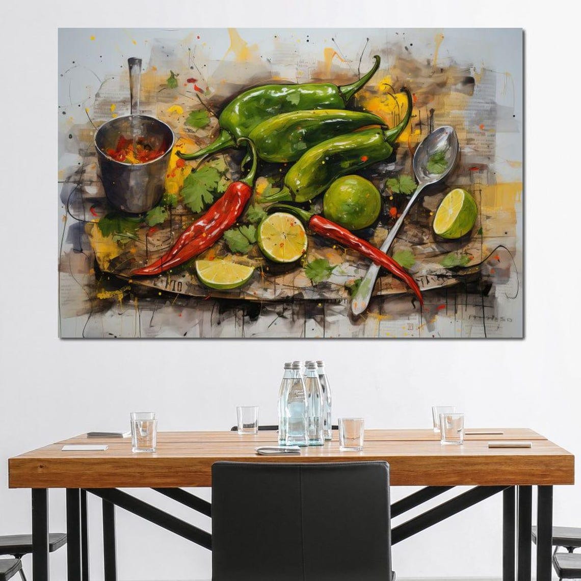 Chili Lime Cilantro Watercolor Still Life Zesty Kitchen Culinary Print - Image 4