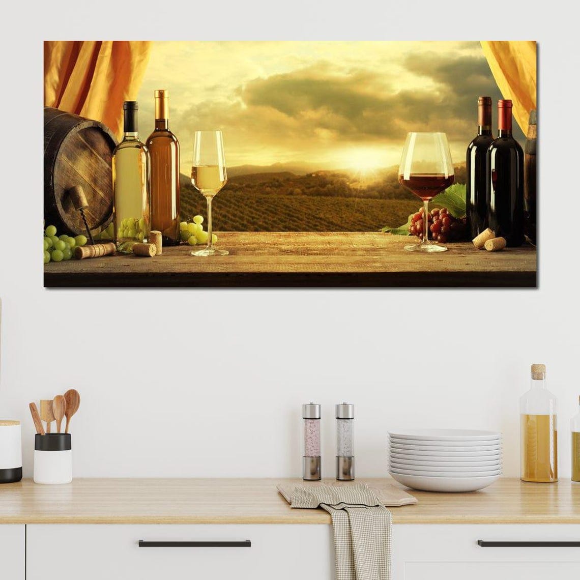 Vineyard View Cozy Atmosphere Rustic Wine Bar Scenic Wall Art Home Decor Sunset View Wine Lover Gift By Nichecanvas - Image 4