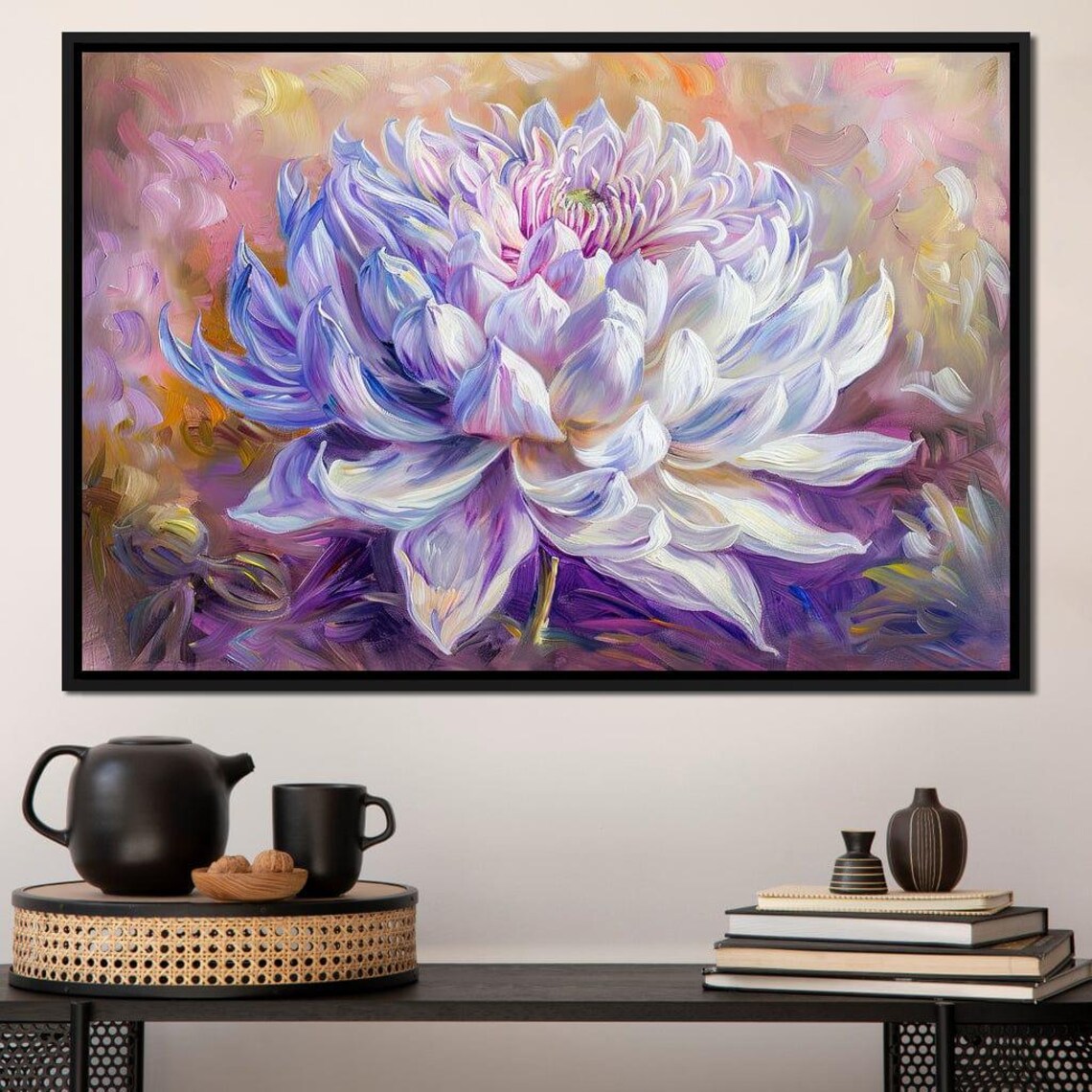 Lavender Bloom Giant Purple White Dahlia Flower Oil Painting Poster - Image 3