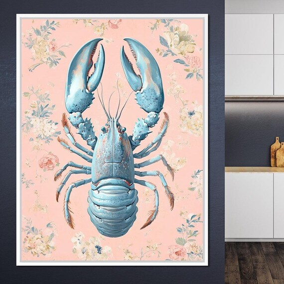 Lobster Dreams On Floral Tapestry Home Decor Coastal Nautical Art Ocean Themed Vibrant Wall Art Lobster Lover By Nichecanvas