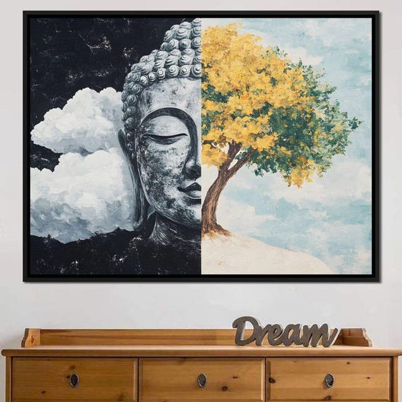 Balance Of Spirit And Nature Buddha Wall Art Zen Home Decor Serenity Artwork Spiritual Balance By Nichecanvas