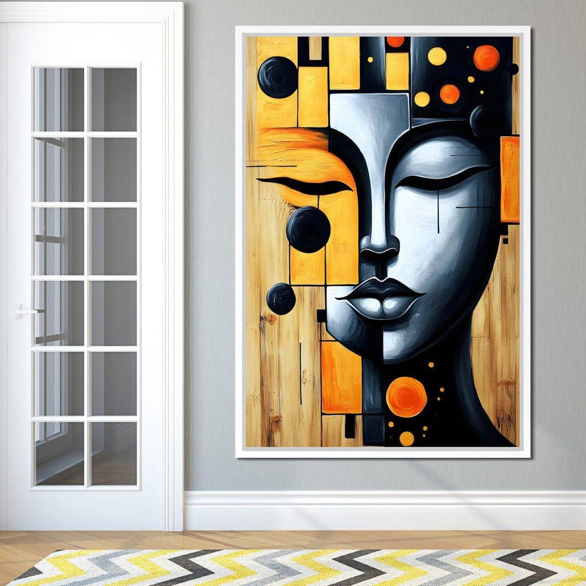 Solar Radiance Reflection Buddha Abstract Art Modern Home Decor Zen Spiritual Painting Black Gold Wall By Nichecanvas - Image 4