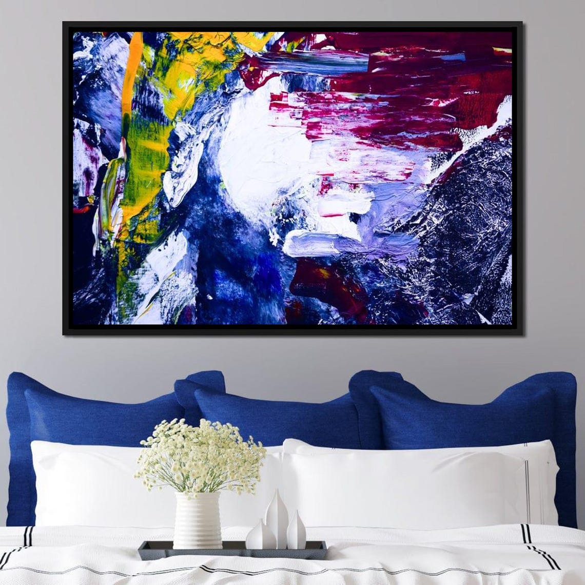 Blue Red Yellow Abstract Splash Modern Ocean Vibe Wall Art Poster - Image 2