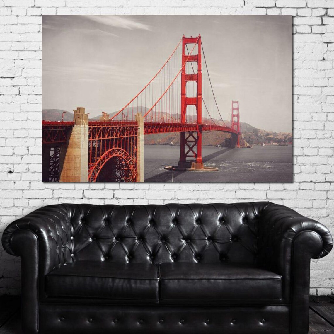 Golden Gate Bridge San Francisco Red Landmark Retro Photography Poster - Image 4