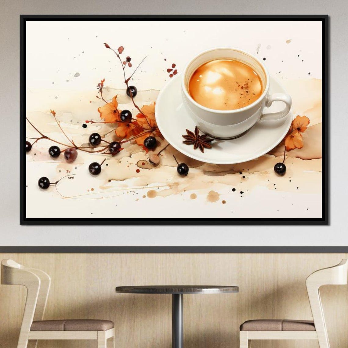 Milk Coffee Cozy Home Decor Coffee Art Rustic Kitchen Wall Art Warm Modern Style Beige Brown Coffee Cup By Nichecanvas - Image 3