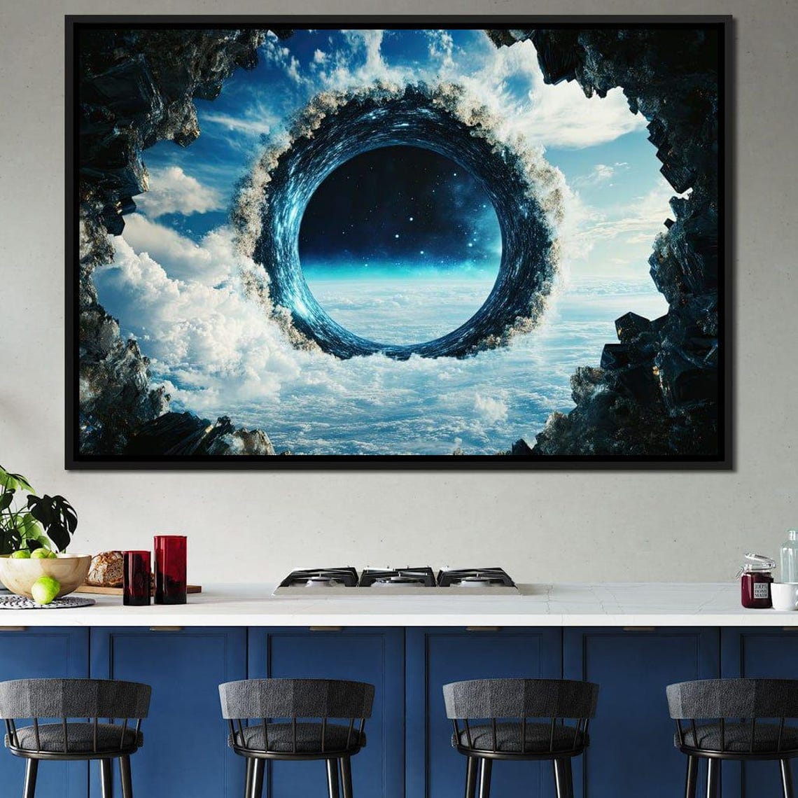 Cosmic Portal Ring Sky Clouds Galaxy Fantasy Portal Wall Art Poster - Image 2