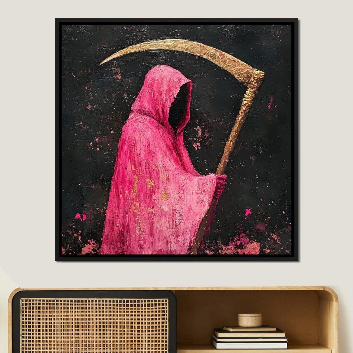 Reaper Enigma In Magenta Dark Fantasy Home Decor Gothic Wall Art Eerie Atmosphere Grim Reaper By Nichecanvas - Image 4