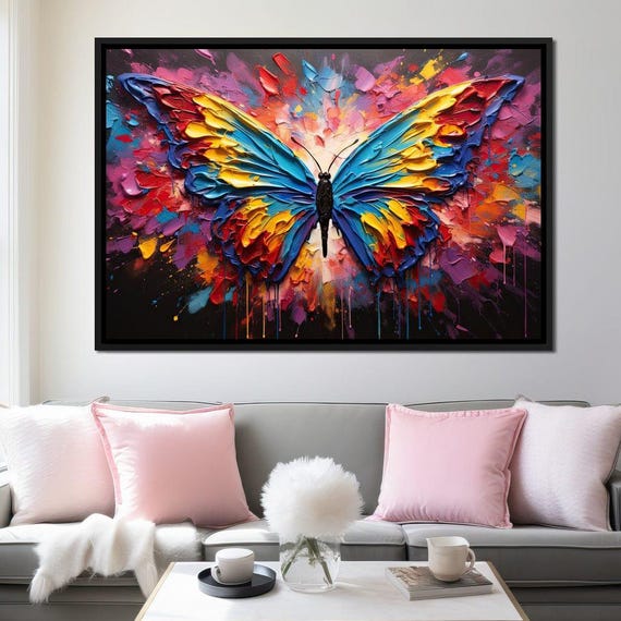 Vibrant Metamorphosis Burst Multi Panel Butterfly Painting Modern Wall Art Colorful Home Decor Natures Elegance By Nichecanvas