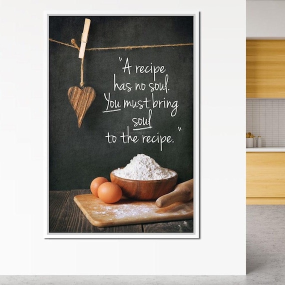 Kitchen Recipe Soul Quote Chalkboard Sign Rustic Cooking Wall Art Print