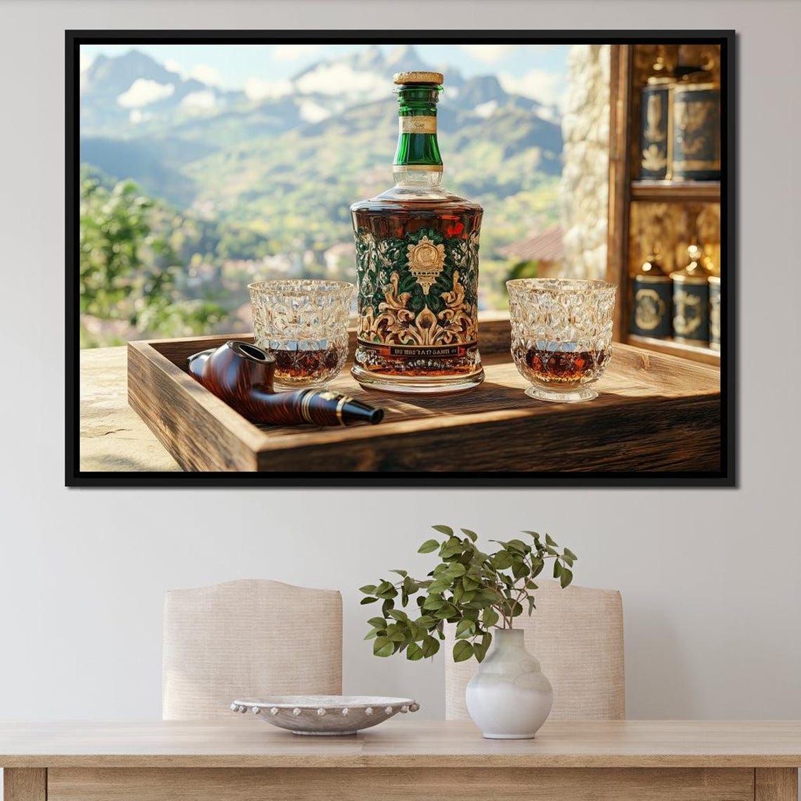 Mountain Retreat Rum Rustic Whiskey Art Cozy Barware Decor Nature Inspired Home Decor By Nichecanvas - Image 3