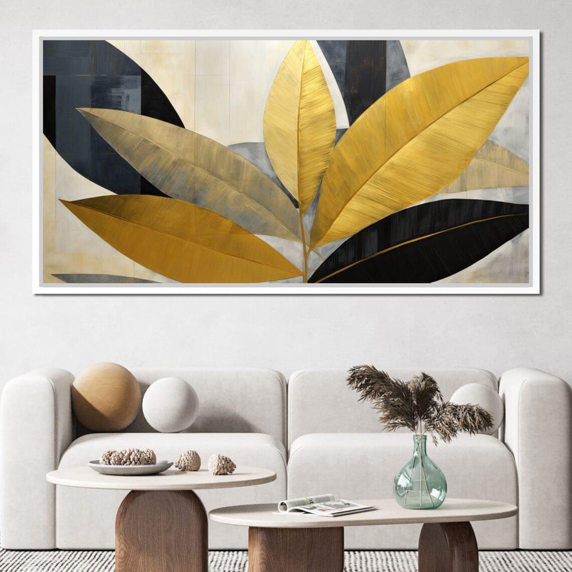 Abstract Golden Leaves Elegant Botanical Autumn Art Deco Poster - Image 2