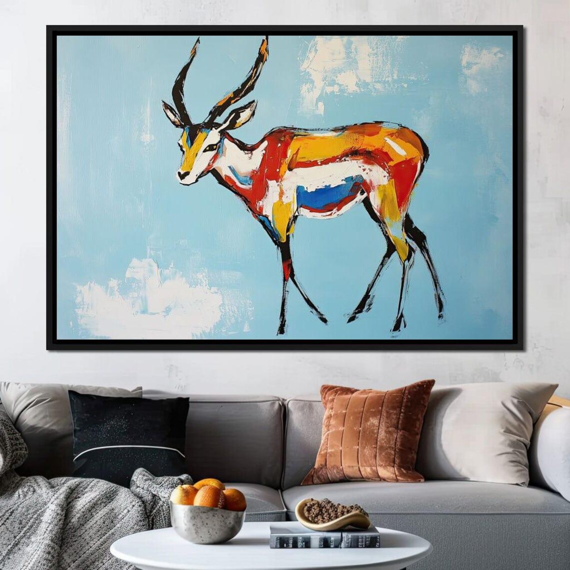 Colorful Abstract Antelope Modern Wildlife Painting Wall Art Poster