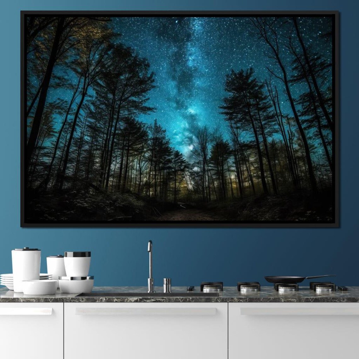 Milky Way Starry Night Pine Forest Silhouette Night Sky Poster - Image 4